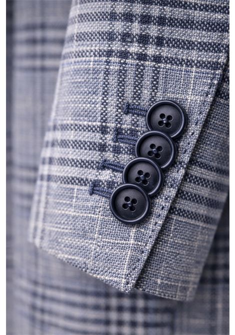 Giacca sartoriale Tagliatore check blu e grigio in seta e cotone  Made in Italy TAGLIATORE | GIACCHE | 1SMC22K C90060Eb902